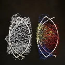Portable Folding Fishing Net Head Fine Mesh Weaving Fish Net Outdoor Handheld Hard Fishing Net Head Useful Fishing Accessories