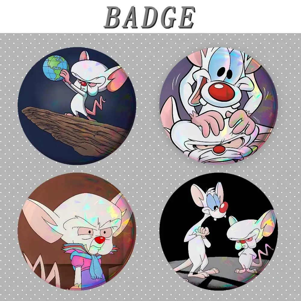 Retro P-Pinky And The B-Brain Badges Tinplate Soft Button Pin Brooch Metal Badge Custom Jewelry Accessories Hat Bag Lapel