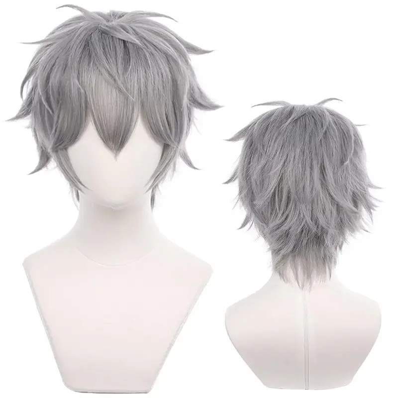 

Grey Cosplay Wig for Anime Ensemble Stars Sena Izumi Short Straight Heat Resistant Fiber Synthetic for Halloween Wigs