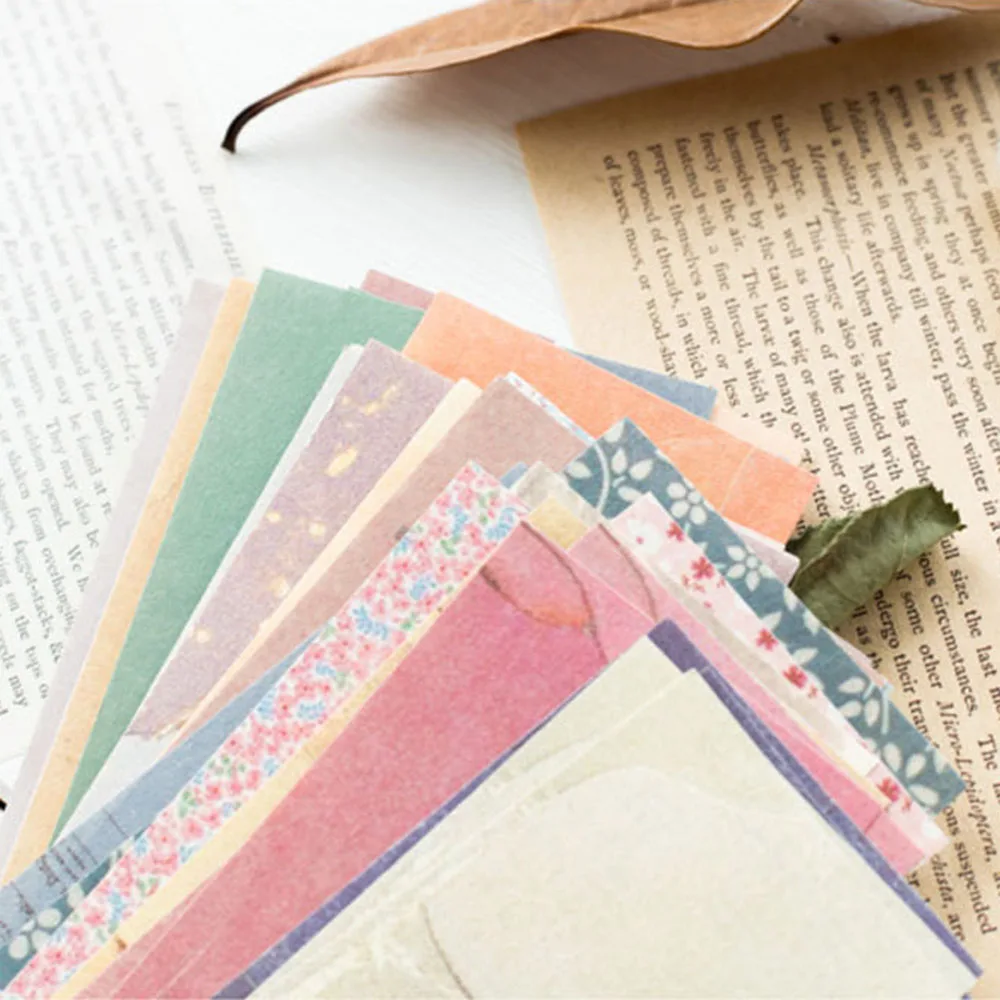 60PCS Making Journaling Creative Stationery Retro Floral Pattern Scrapbooking Card Scrapbook Material Paper Background Collage