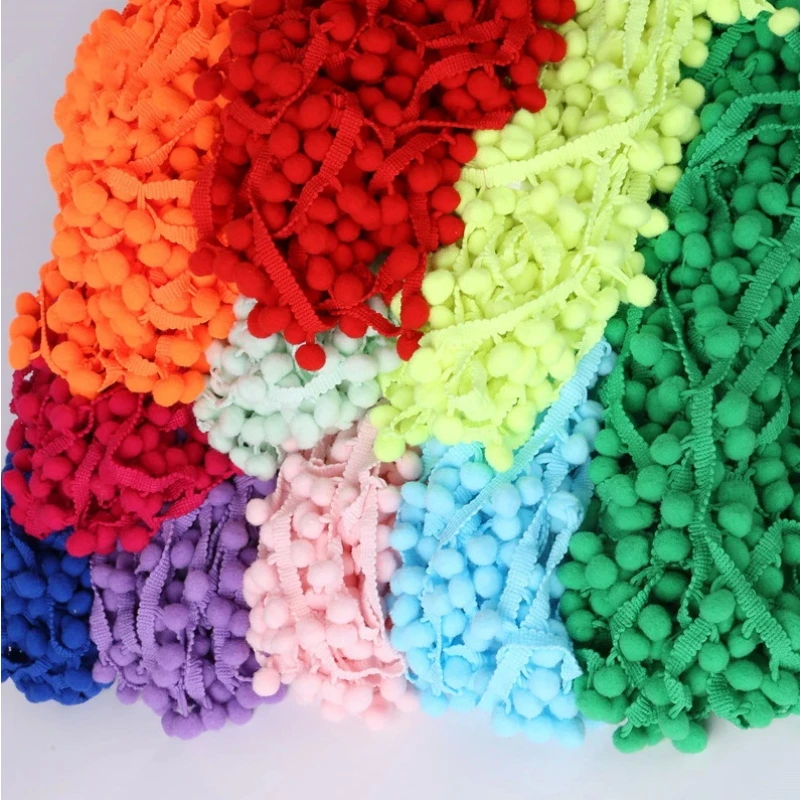 

20 Yards PomPom Lace Trim Ball Ribbon Pompom Fringe Ribbon Sewing Lace Kintted Fabric Handmade DIY Craft Accessories Wholesale