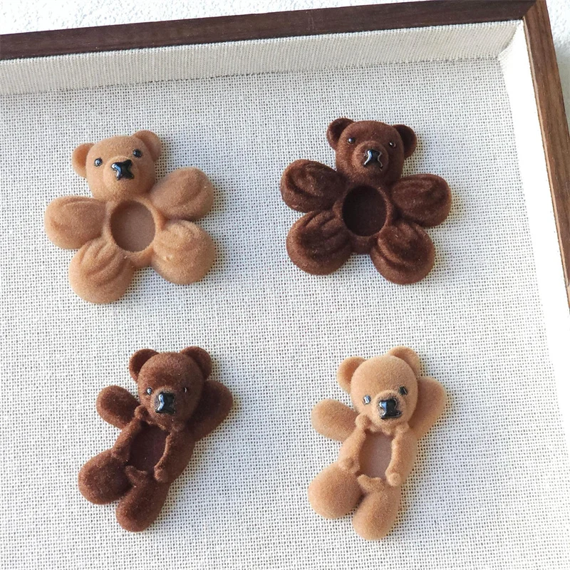 

Новое поступление, 30 шт./лот, цвет, флокирующийся эффект, мультяшные животные, форма медведей, смоляные бусины-кабошоны, ювелирные изделия своими руками, аксессуары для волос, одежда