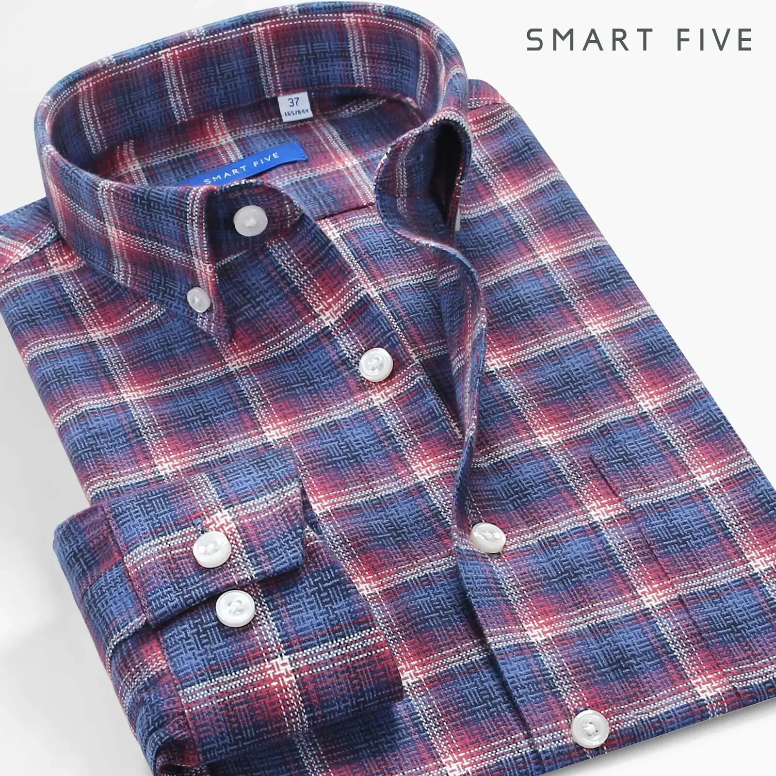 

2025 Smart Five Plaid Casual Spring Summer Shirts For Men Long Sleeve Thick Flannel Winter Mens Shirts Clothes Cotton Shirt