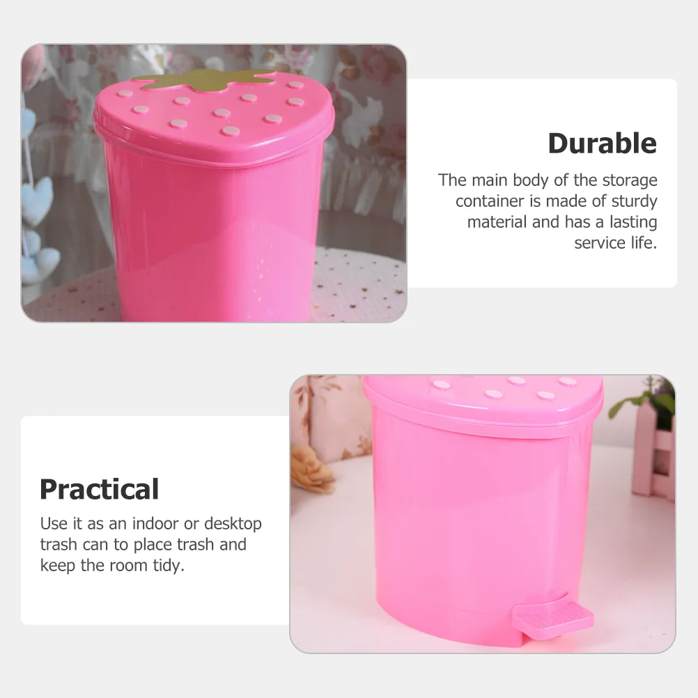 Strawberry Trash Can Desktop Rubbish Bin Garbage Mini Bedside Wastebasket Creative Plastic Cartoon Shaped Office Cans