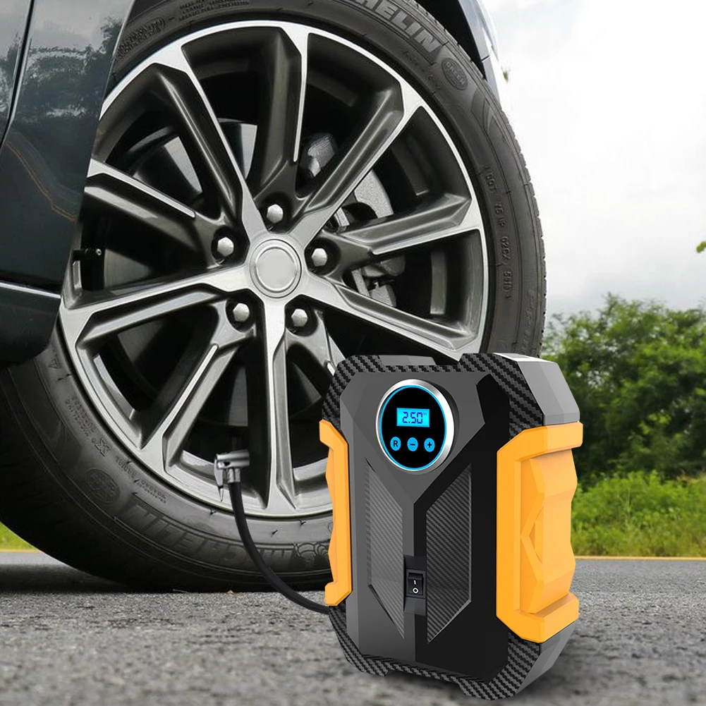 

150PSI Portable Car Inflator Pump with LED Light Bicycle Air Compressor Digital Display for Automobile Bicycle Ball