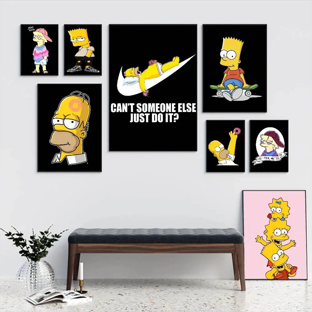 S-Simpsons TV Show Art Whitepaper Poster Vintage Room Bar Cafe Decor Vintage Decorative Painting
