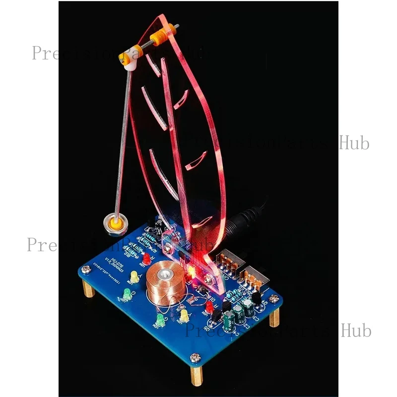 Soldering Practice Kit, Electromagnetic Swing Soldering Project Kit Leave Shape Pendulum Needle with LED Light Electronics