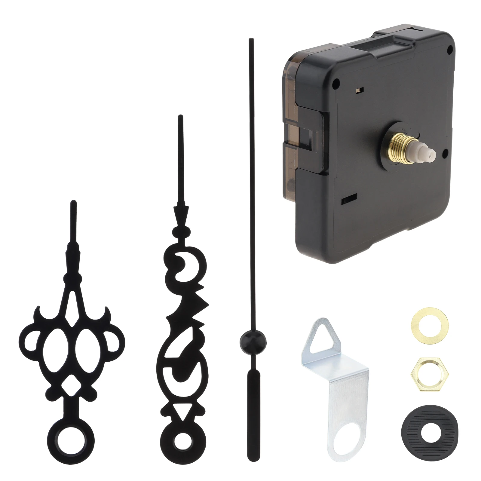 Quartz Battery Operated Silent Clock Movement Mechanism for Clock Repair / DIY with 7cm Black Hands, Clock Mechanism Replacement
