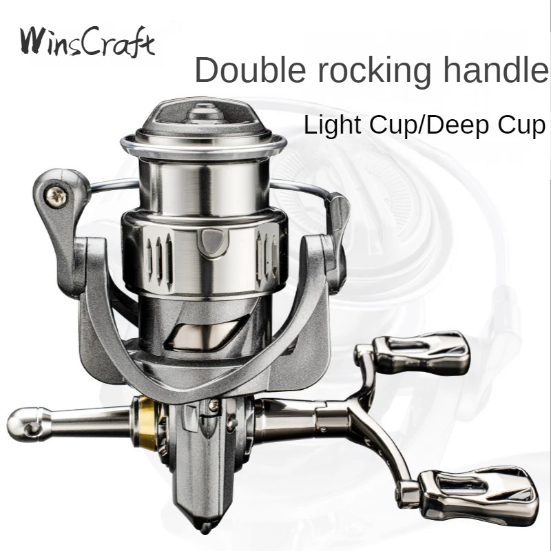 

WinsCraft 5.2:1 High Ratio 8kg Drag Power 4+1 BB Double Metal Leg Spinning Fishing Reel Saltwater Fishing Reel 2000-6000 Series