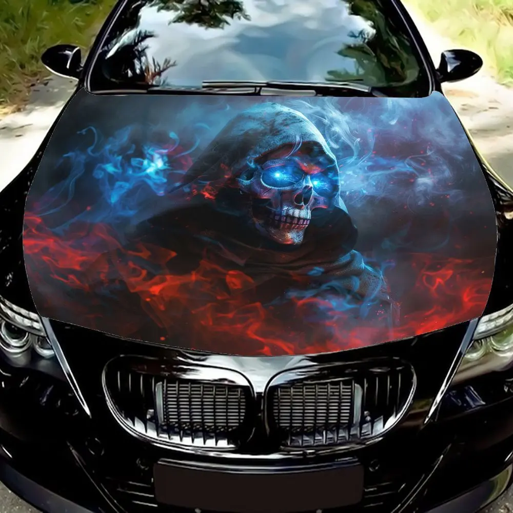 

Mysterious Black-robed Skeleton Car Hood Wrap Color Vinyl Sticker Truck Graphic Bonnet Auto Accessories Decor Decal Waterproof A