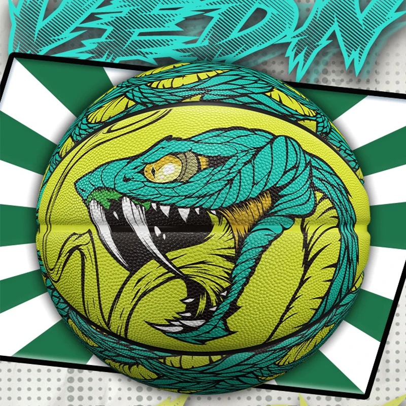 Jeu de basket-ball d'impression de pythons, taille 7, certification officielle, basket-ball avec pompe, filet illac, 3 couches, ballon d'entraînement en plein air