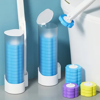 Disposable Toilet Brush Set, No-Clean Required, Comes with Toilet Cleaner, Long-Handled Bathroom Cleaning Tool, Disposable Toilet Brush Replacement Head, Sterile Cleaning Brush Head 1