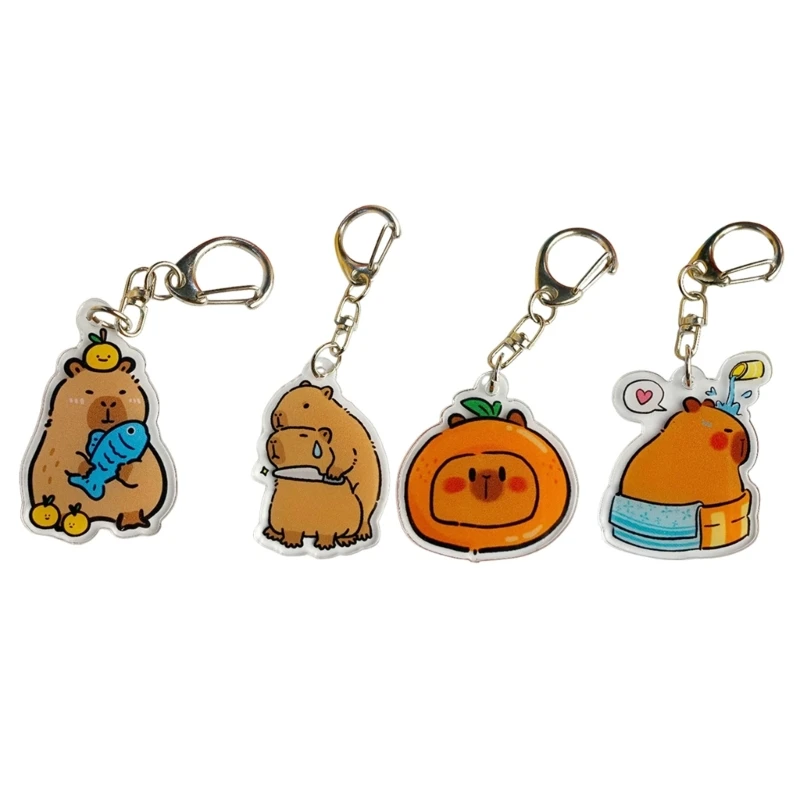 Colorful Capybara Shaped Key Rings Colorful Acrylic Keychain with Capybara Motifs for All Ages Unique Keyrings Gift C1FC