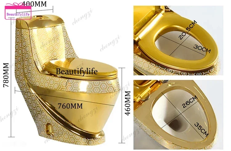 A17 Luxury Electroplated Golden Color Round Sanitary Ware Toilet Bowl Hotel Water Closet One Piece Toilet