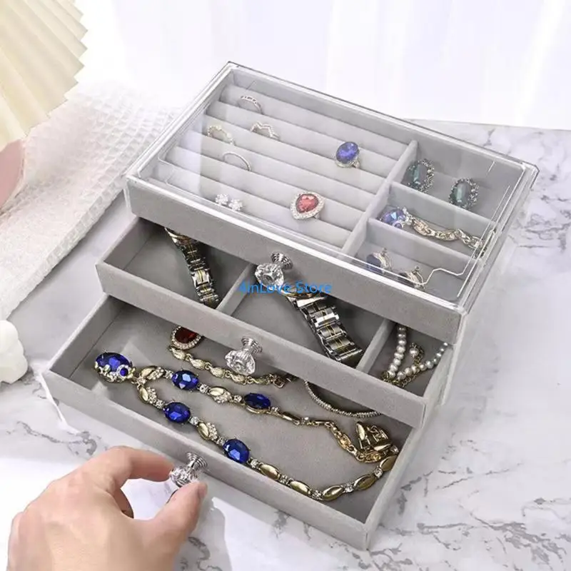 

T4MD Versatile Display Stand Retail Jewelry Jewellery Rack Holder Clear Drawer Jewelry Storage Box Ornament Shelf