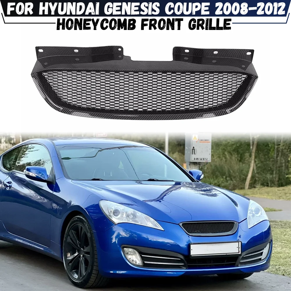 For Hyundai Genesis Coupe 2008-2012 Front Bumper Hood Mesh Grid Honeycomb Front Bumper Grille Racing Grille