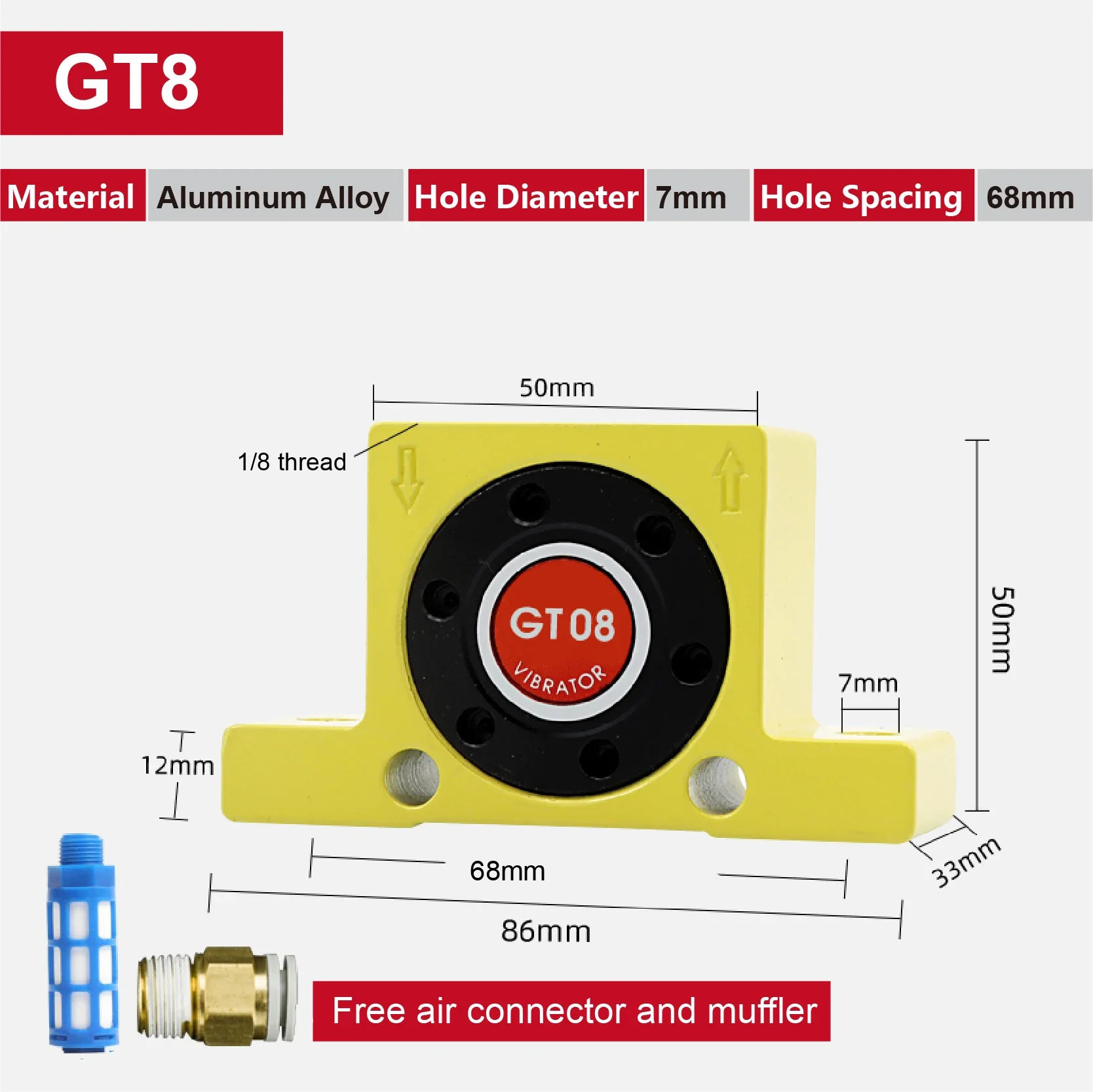 GT Series Pneumatic Turbine Vibrator Air Operated Vibrator for Hopper Silo Flow Aid GT4 GT6 GT8 GT10 GT16 Industrial Use