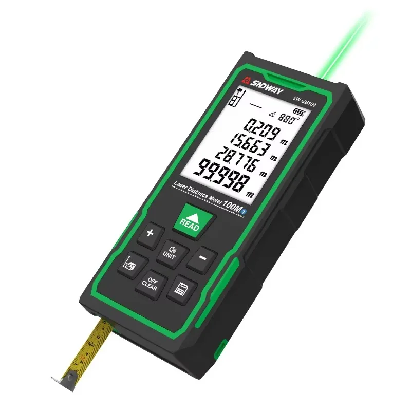 SW-GB Measuring Distance/Area/Volume/Pythagorean 2-in-1 Laser Distance Meter with Tape Measure
