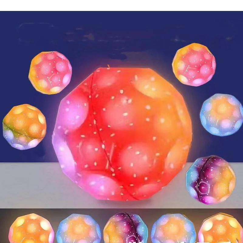 Gloeiende Extreem Hoge Stuiterende Bal Met Led Licht Space Ball Kinderen Outdoor Speelgoed Fidget Speelgoed Stress Relief Hole Ball