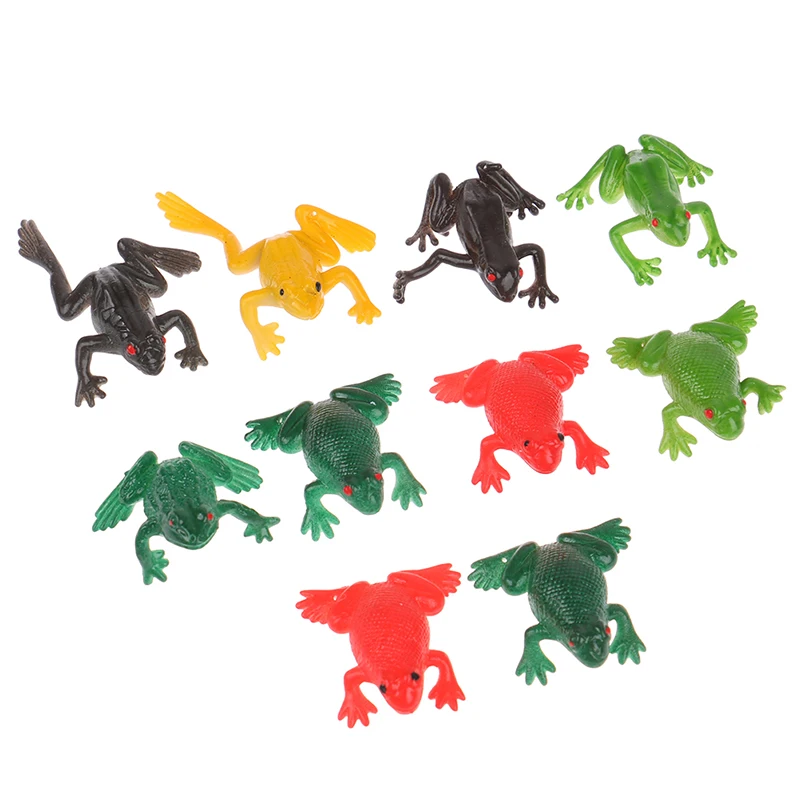 10Pcs Spoof Simulation Soft Rubber Frog Model Animal Toys Toad Tricky Scary Squeeze Frog Toys Children\'s Gifts