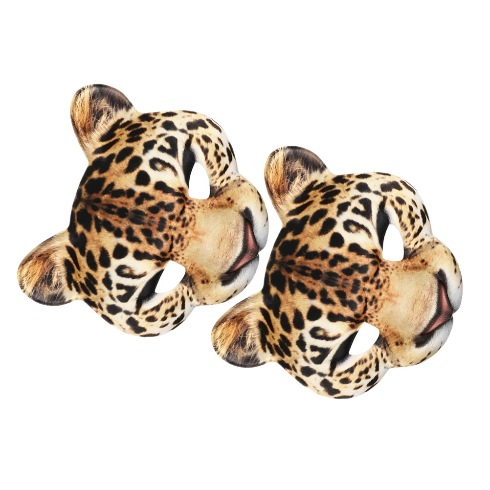 2 Stück gelbe EVA bequeme Halloween Leopard Halbmaske Maskerade Gesicht Halbmaske Cosplay dekorativ