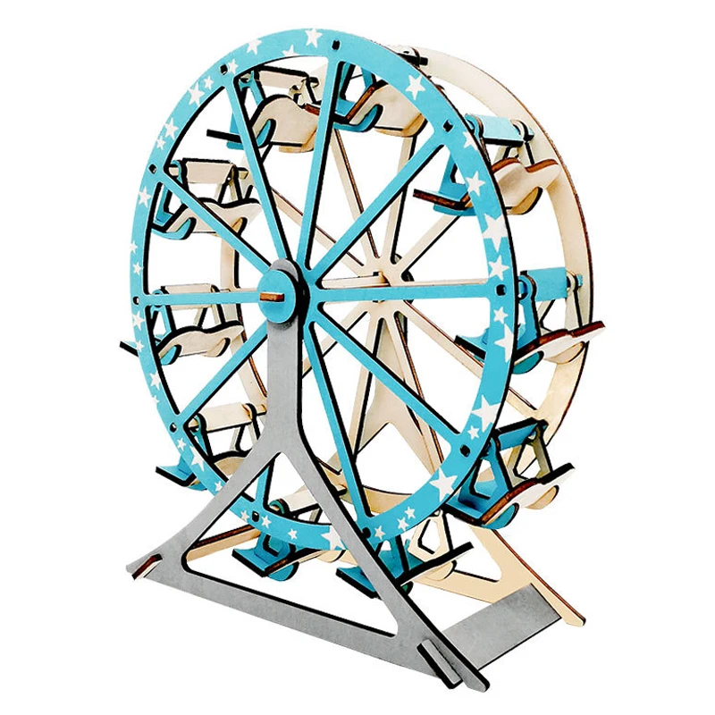 Puzzle 3D en bois de grande roue pour enfant, kit d'assemblage artisanal de calcul, jouet de fête, idée de cadeau, DIY