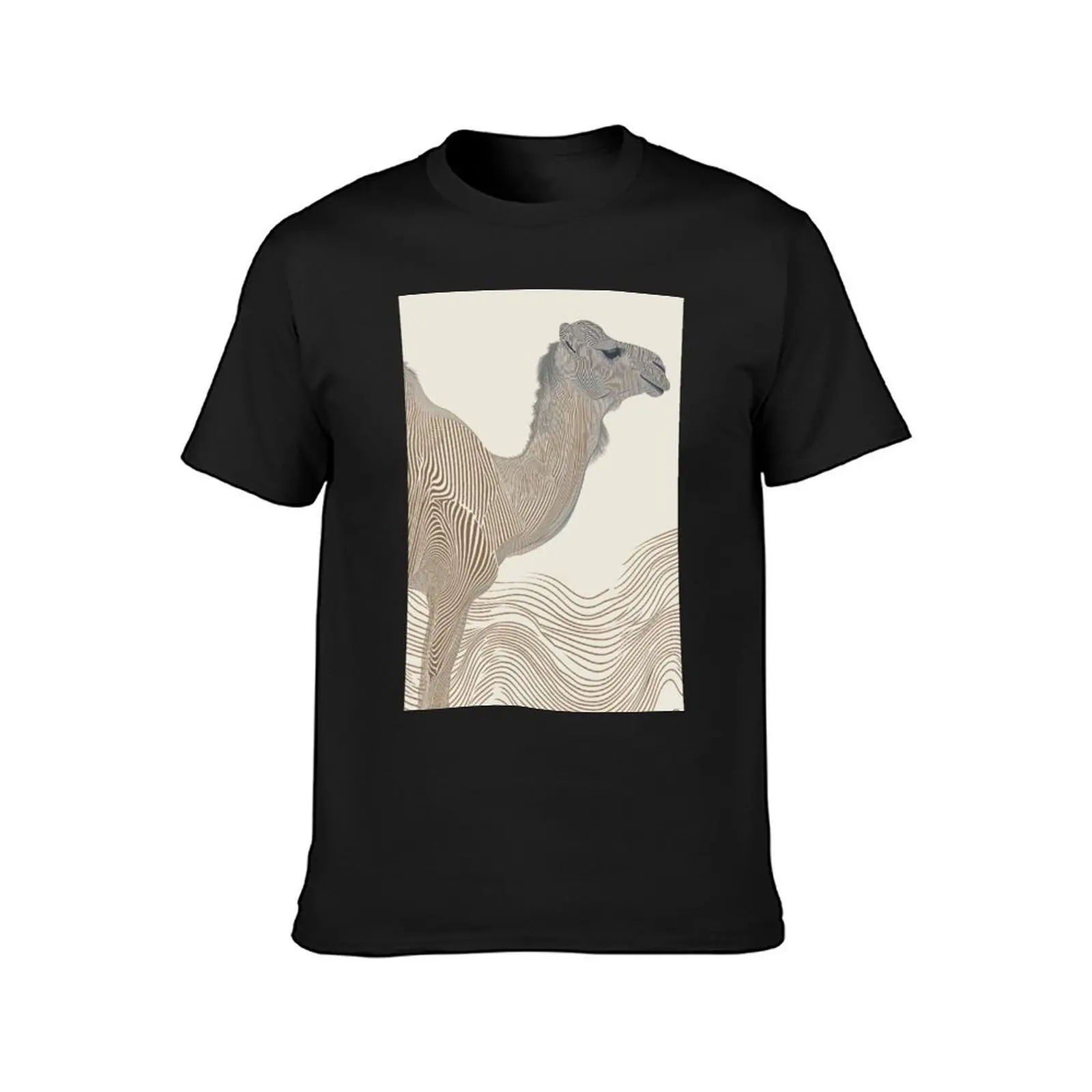 Linear Image of a Camel: Minimalistic Elegance in an Abstract Graphic Design T-Shirt Blouse hippie clothes mens t shirt