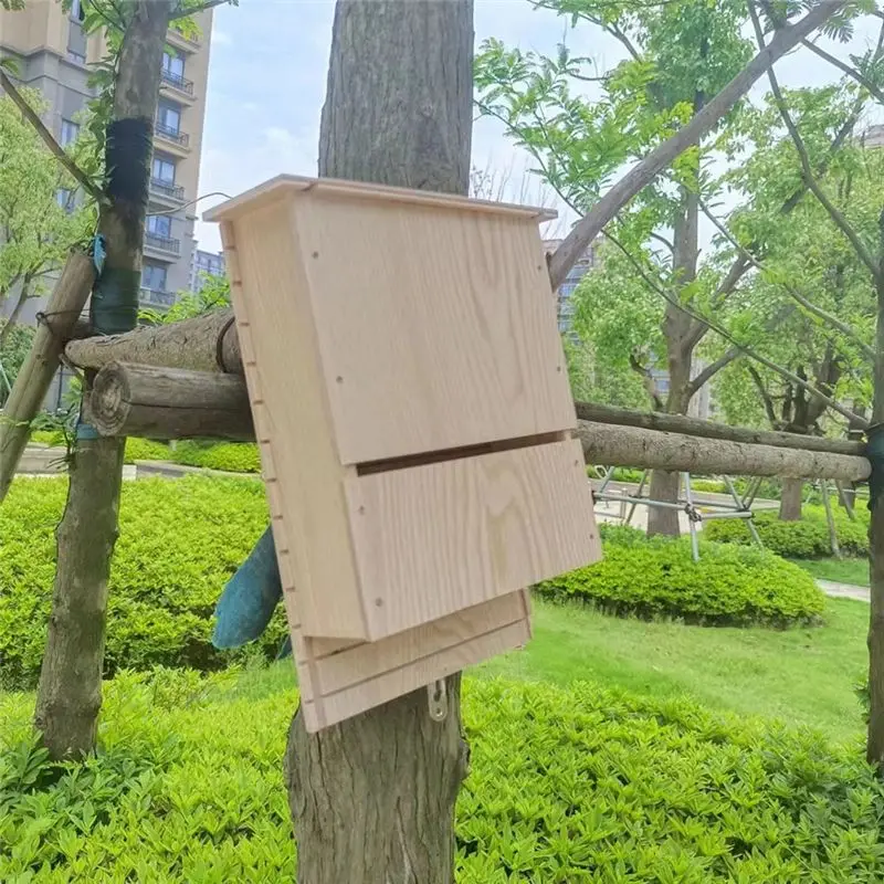 【abfs】大型屋外用コウモリ小屋、巨大な木箱、耐候性、無処理の螺旋状コウモリ小屋、避難場所、ガーデンアクセサリーa
