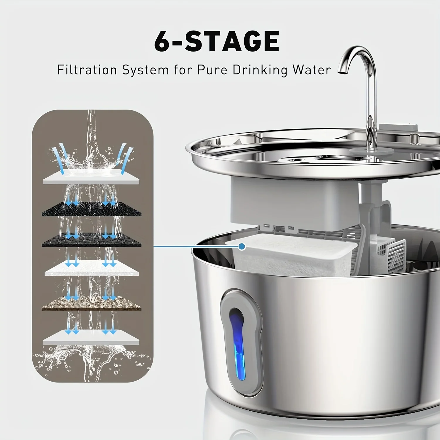 4L Stainless Steel Cat Water Fountain Dog Drinking Bowl Automatic Pet Drinker Water Dispenser for Multiple Pets