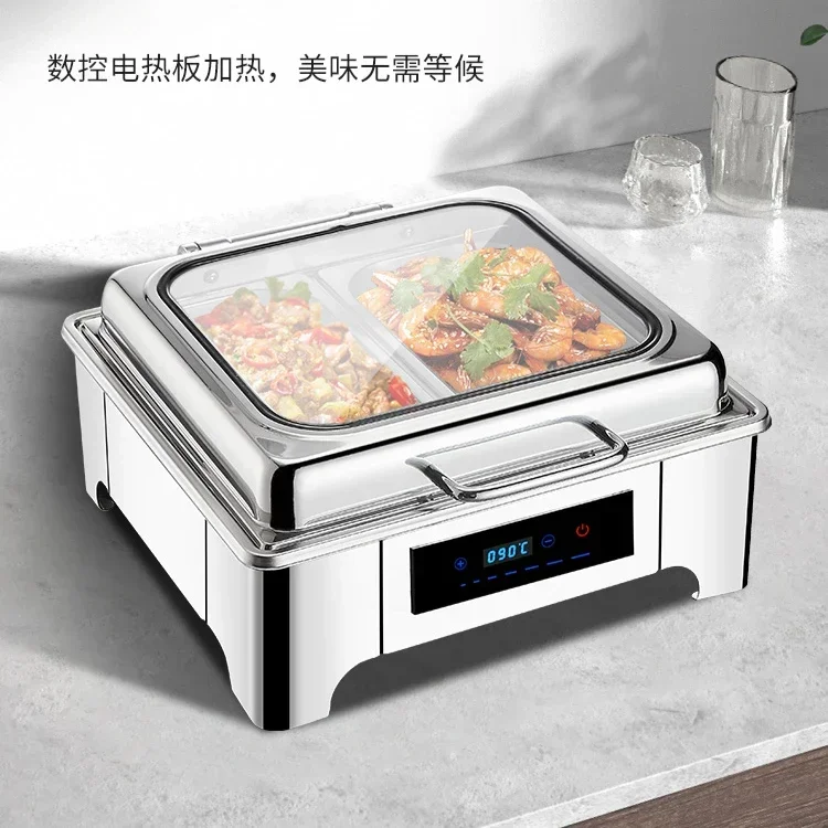 Stainless steel hydraulic buffet stove flip-top insulation stove hotel buffet stove electric heating self-service insulation pot