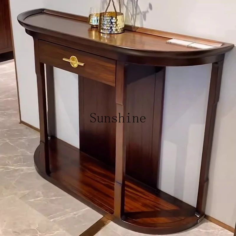 

Solid wood porch cabinet foyer entrance against the wall strip case end view table