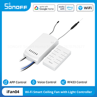 SONOFF iFan04 WiFi Smart Ceiling Fan & Light Controller APP/433MHz RF/Voice Remote Control Smart Scene via eWeLink Google Alexa