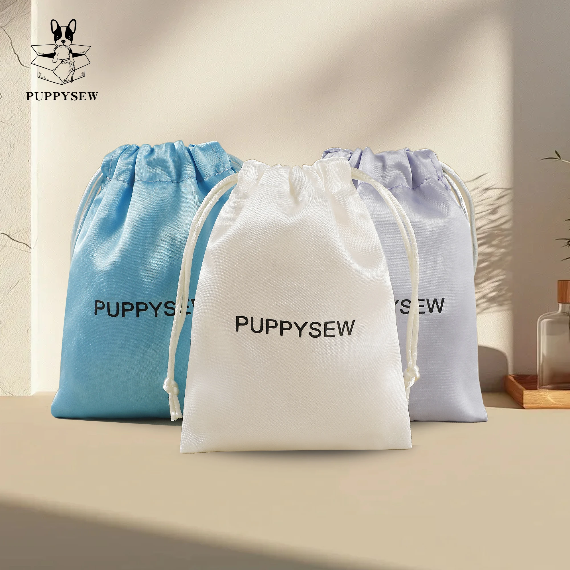 100 Purple satin drawstring pouch personalize logo custom dust bag jewelry packaging pouch printing wholesale gift packaging