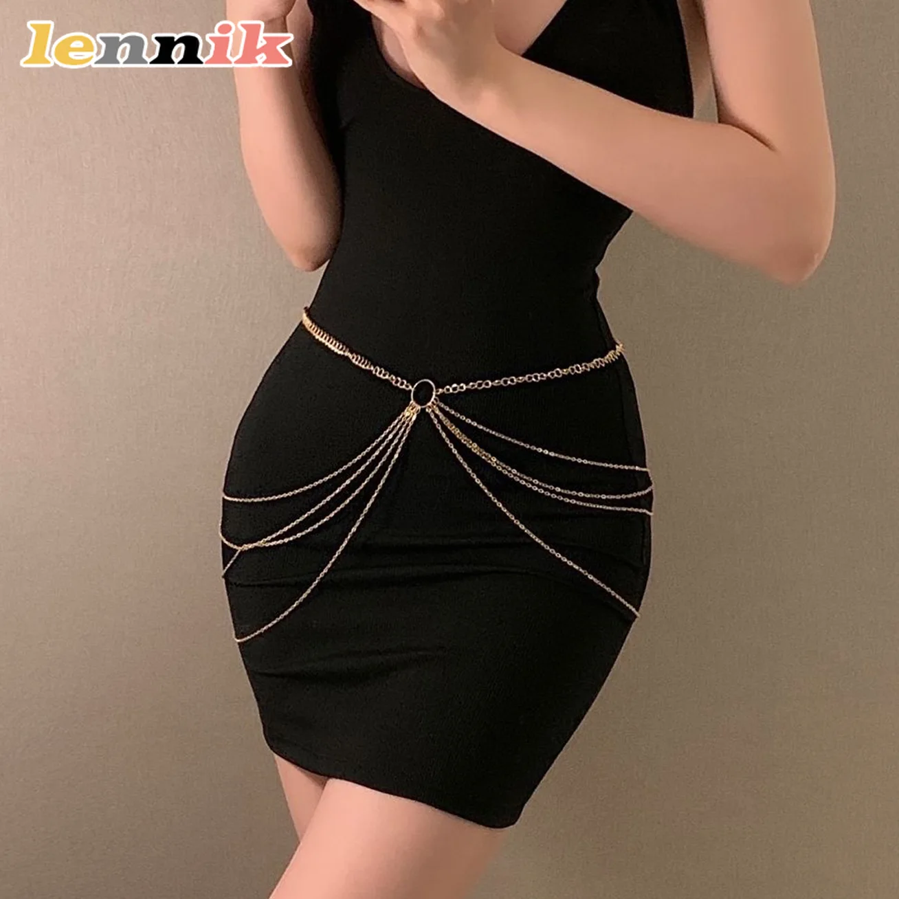 LENNIK Tassel Metal Multi-Layer Waist Chain, Women’s 3D Metal Tassel Design, Must-Have for Music Fest/Gatherings,Trendy