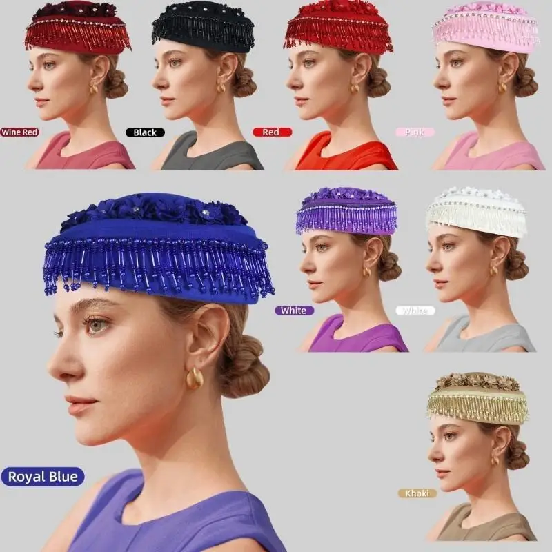 

31BB Rhinestones Stewardess Hat Costume for Women Teenagers for Air Hostess Party