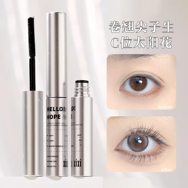 Small Silver Tube Mascara Waterproof 3D Silk Fiber Curling Volume Lashes Thick Lengthening Nourish Eyelash Extension Eye Black