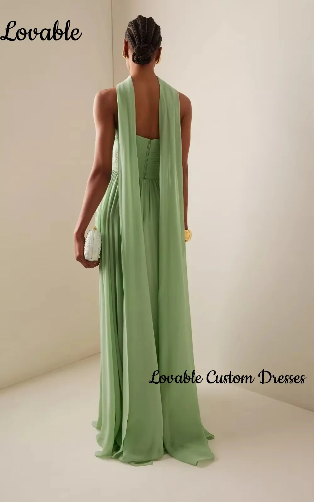 맞춤형 민소매 그린 럭셔리 드레스 이브닝 A라인 스트랩리스 우아한 여성용 드레스 플로어 길이 러플 드레스