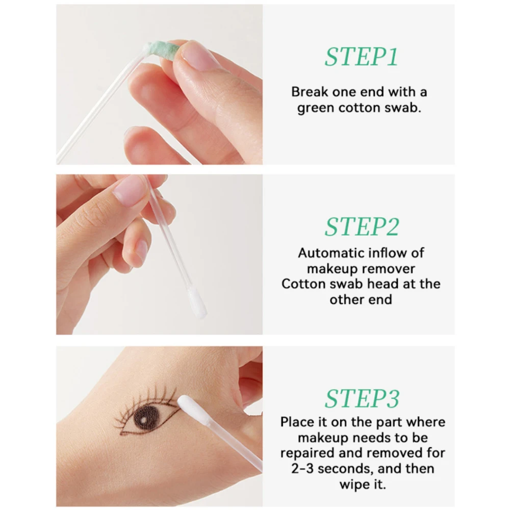 ikAllANT メイク落とし綿棒 - 25本 - クレンジング液で事前に浸した、折りたたんですぐに使える、美容クリーニング、