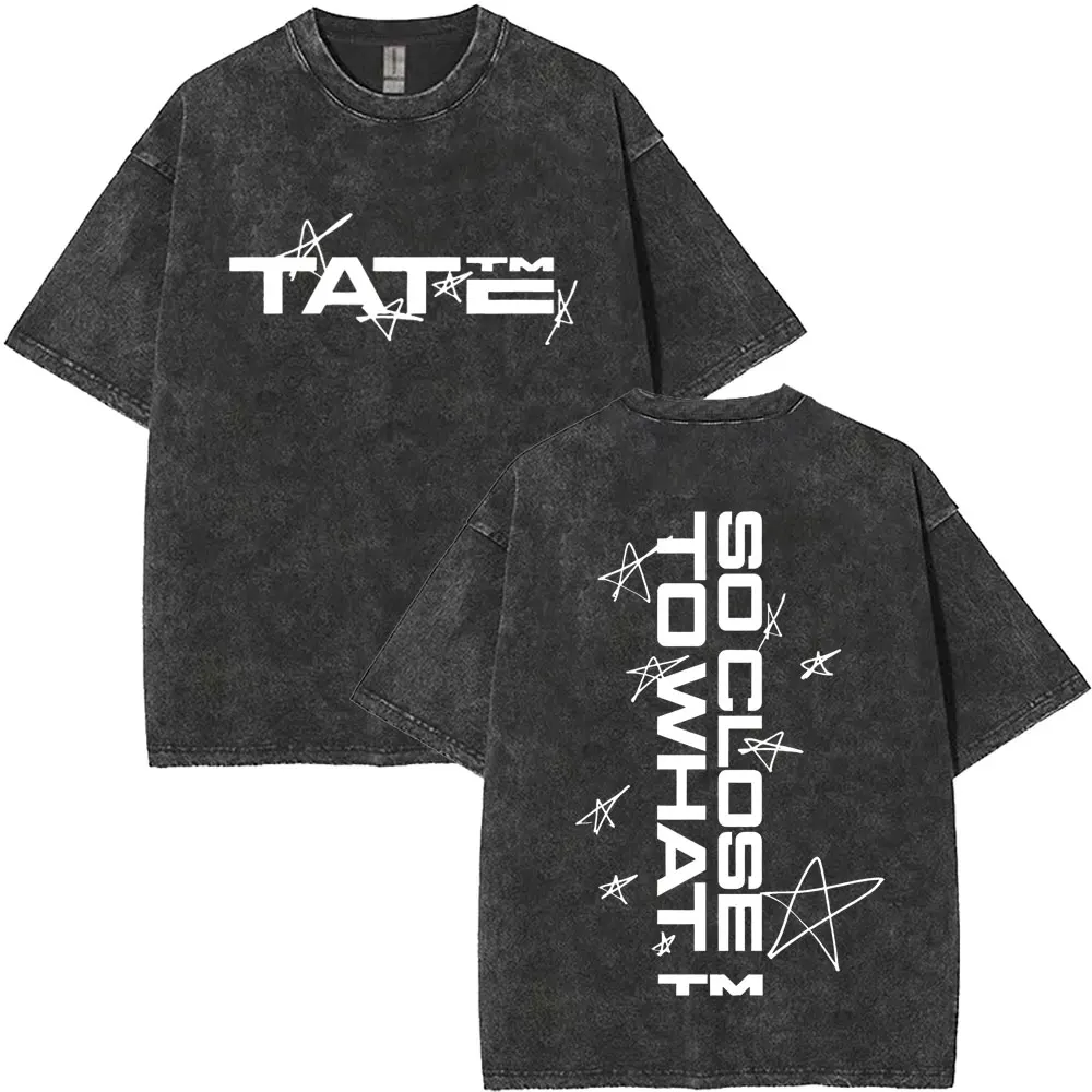 Tate Mcrae Album So Close To What Miss Possessive 2025 World Tour Washed T Shirts Men Women Fashion Vintage Oversized T-shirt