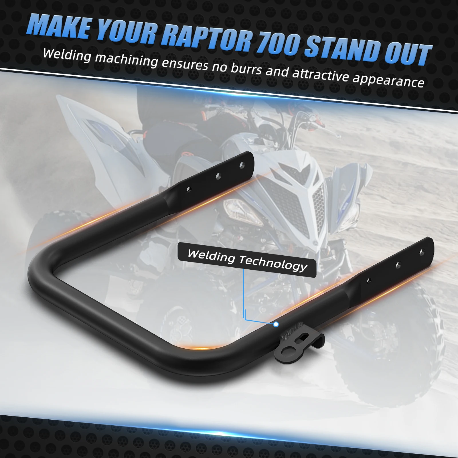 ATV Rear Bumper Grab Bar Brackets For Yamaha Raptor 700 2006-2023 2007 Raptor700R 2011-2023 Raptor 700R SE 2014-23 Carbon Steel - view 5