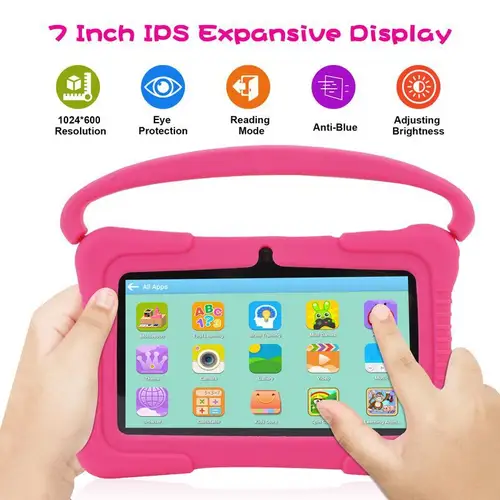 Imagen 2 del producto Tableta para niños Tableta Android de 7 pulgadas para niños 64 GB, tabletas para niños pequeños con estuche a prueba de golpes, control de padres, Bluetooth, WiFi,