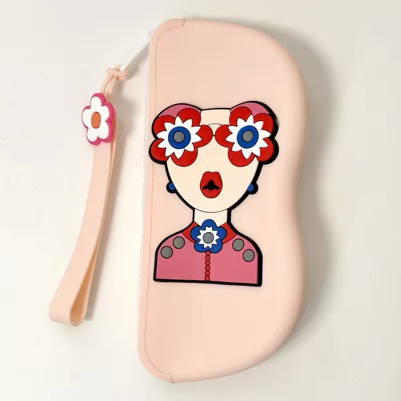 A 1pc Cartoon Beauty-Designed Silicone Eyeglass Case, With a Fashionable Appearance, Suitable for Storing and Organizing Glasses