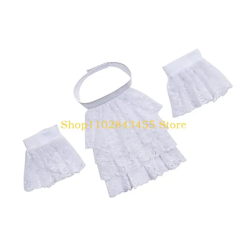 49MC Multiuse Decorative Wrist Cover Faux Collar Lacework Neckpiece Armwear for Party