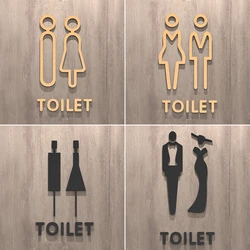 3D Toilet Sign Plate em Preto e Cor Dourada, Etiqueta de Parede Adesivo, Wc Holder, Signage Board, Arte para Hotel, Home Decor, Wash Room, Porta