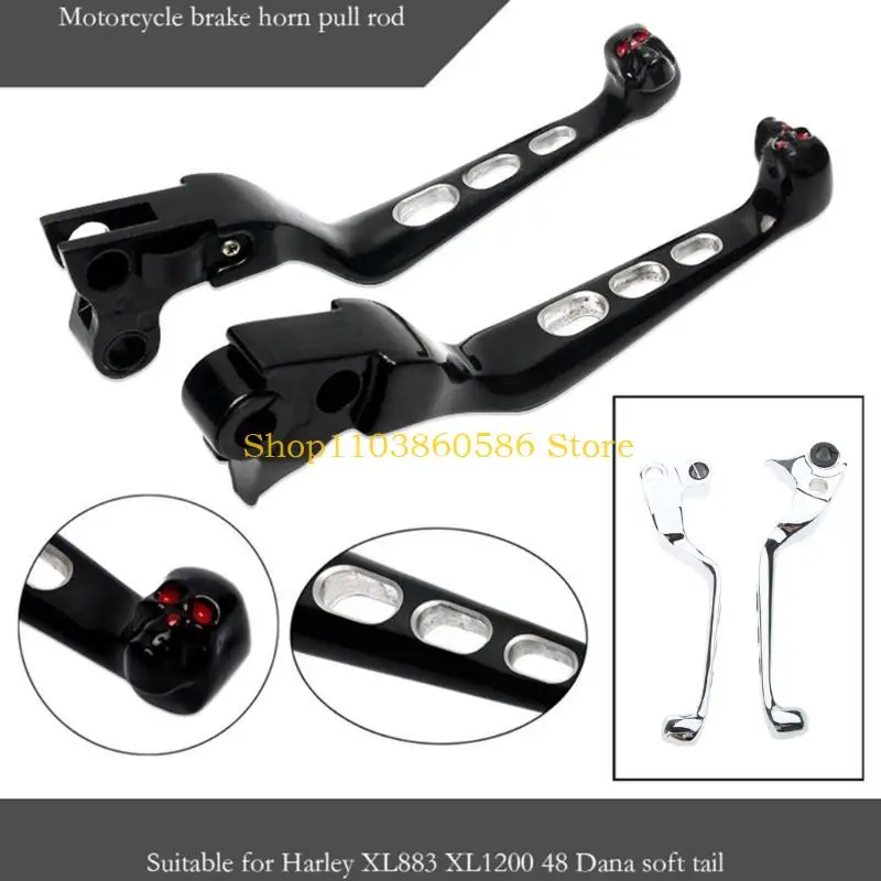 242A for Davidson Softail Dyna-Glide Road-King Chrome- Trigger Levers Slot Skull Levers Brake Horn Pull Rod