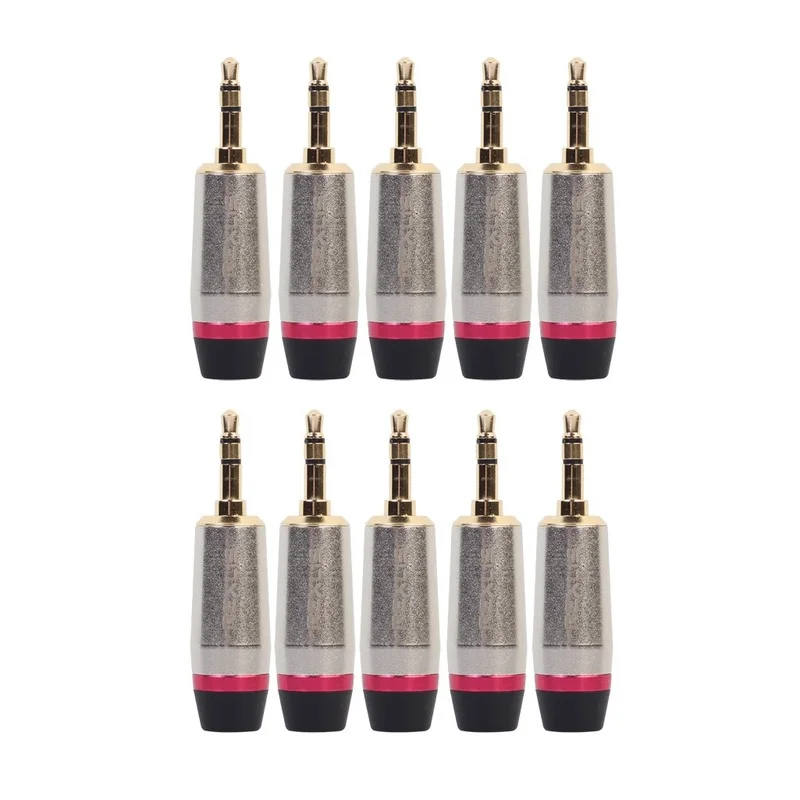 1-10pcs Zinc Alloy Shell Gold-plated Head 3.5 Stereo Headphone Plug 3.5mm Audio Soldering Plug