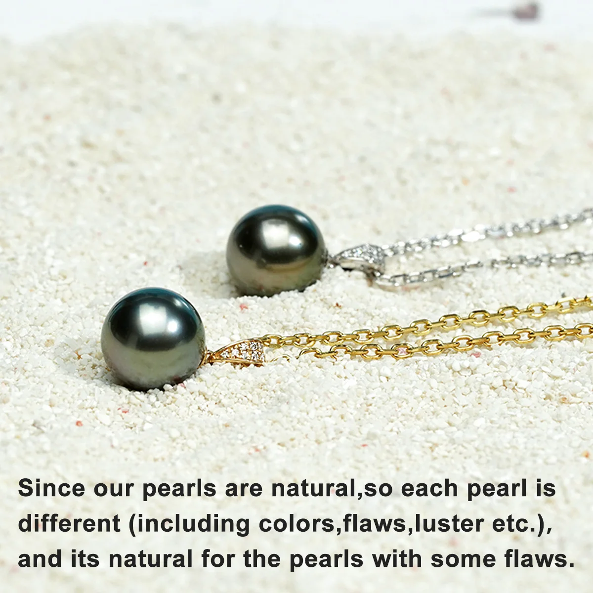 AnuJewel 18K Gold Diamonds Pendant 10-11mm Natural Tahitian Black Pearl Seawater Pendant With 45cm Silver Chain Gift For Women