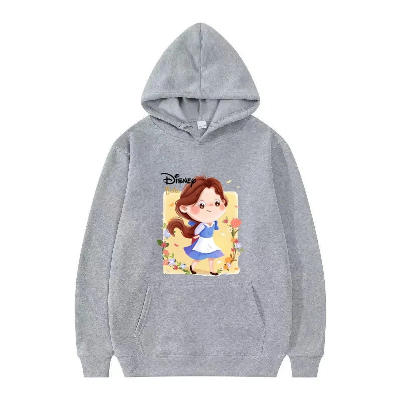 เสื้อฮู้ดดี้ลายเจ้าหญิงดิสนีย์ แฟชั่นการ์ตูนผู้หญิง สไตล์หลวมๆ น่ารัก สีขาว เสื้อผ้าฤดูใบไม้ร่วง เสื้อสวมหัวผู้หญิง ราคาถูก