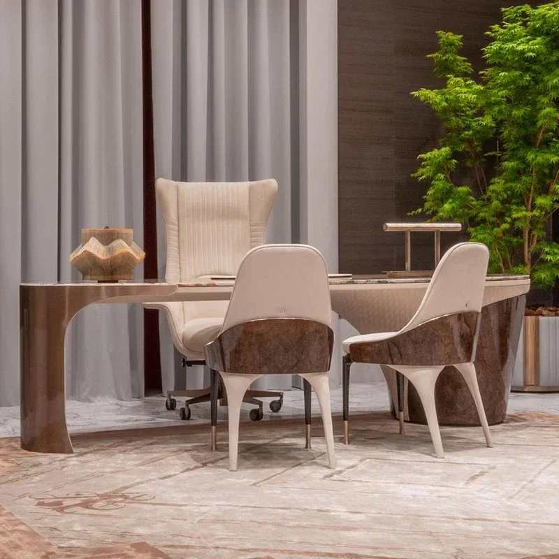 Designer light luxury desk, marble writing desk, high-end Italian minimalist boss table, home study desk