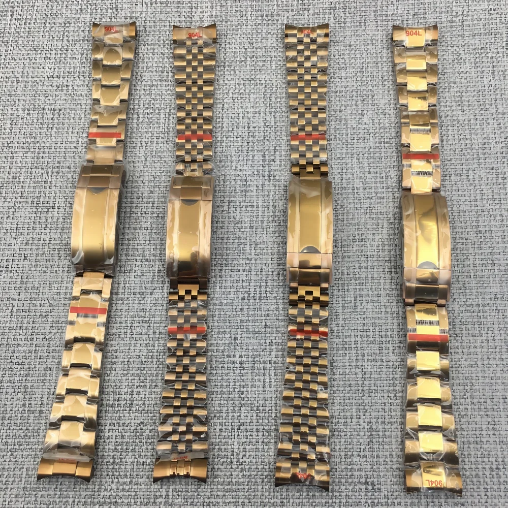 

LARIMOKER 20mm 904L bracelet Solid Stainless Steel Bronze Watch Band Folding Buckle Oysters/Jubilee Mens Strap